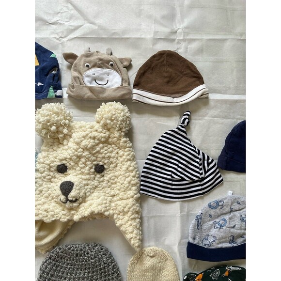 Mixed Lot of 20 Infant Baby Boys Hats From Newborn to 6-12 Months - Picture 7 of 7